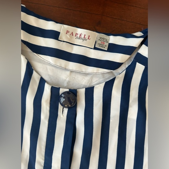 Papell Boutique Navy and White Striped women’s  Dress - Picture 4 of 8